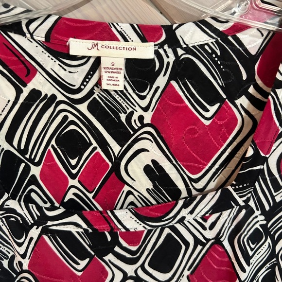 JM Collection Women's Abstract Print Short Sleeve V-Neck Top Size S - Picture 4 of 6